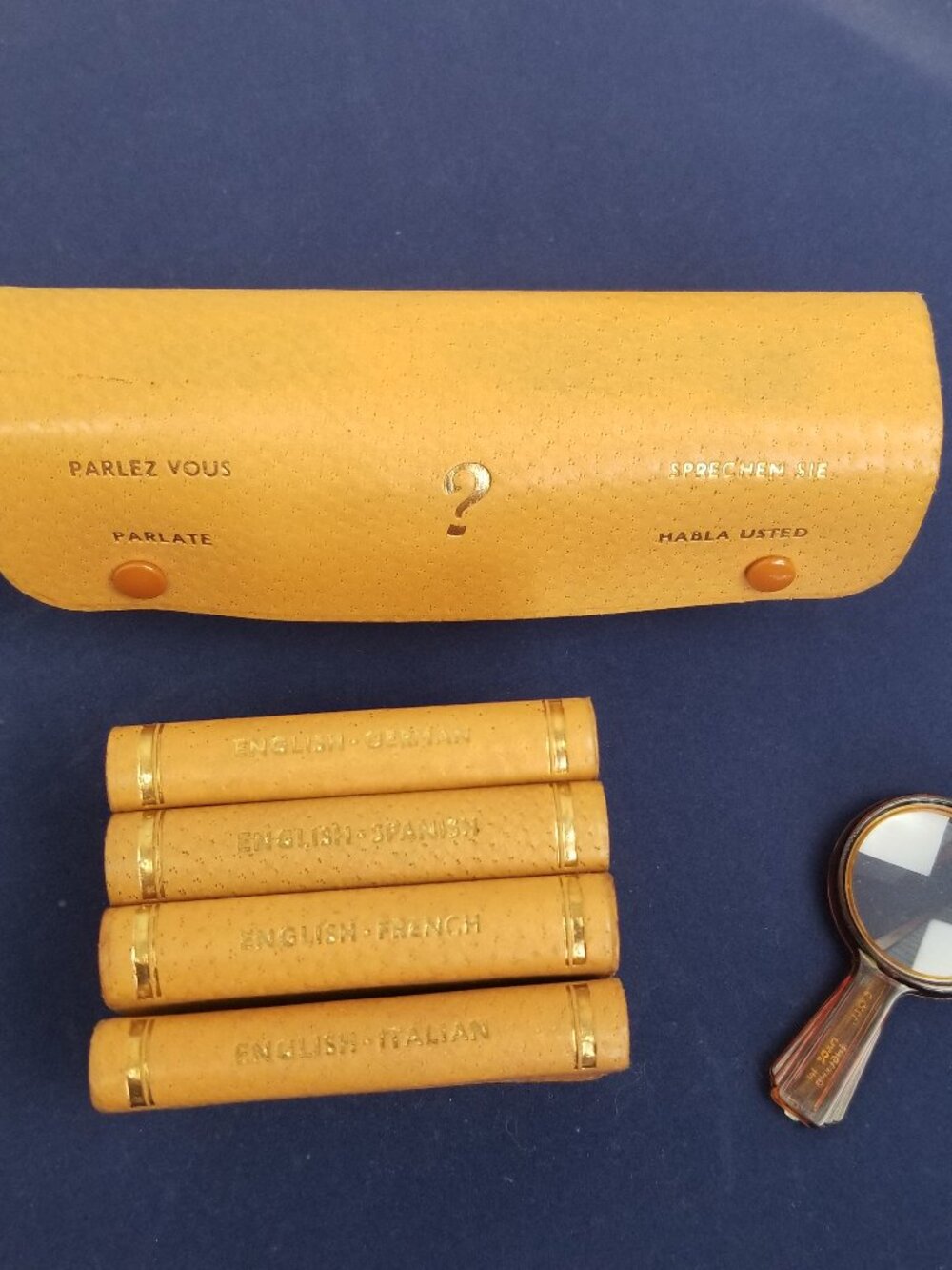 Miniature Leather Books Translation in Leather Pouch Burgess & Bowes 1964 UK